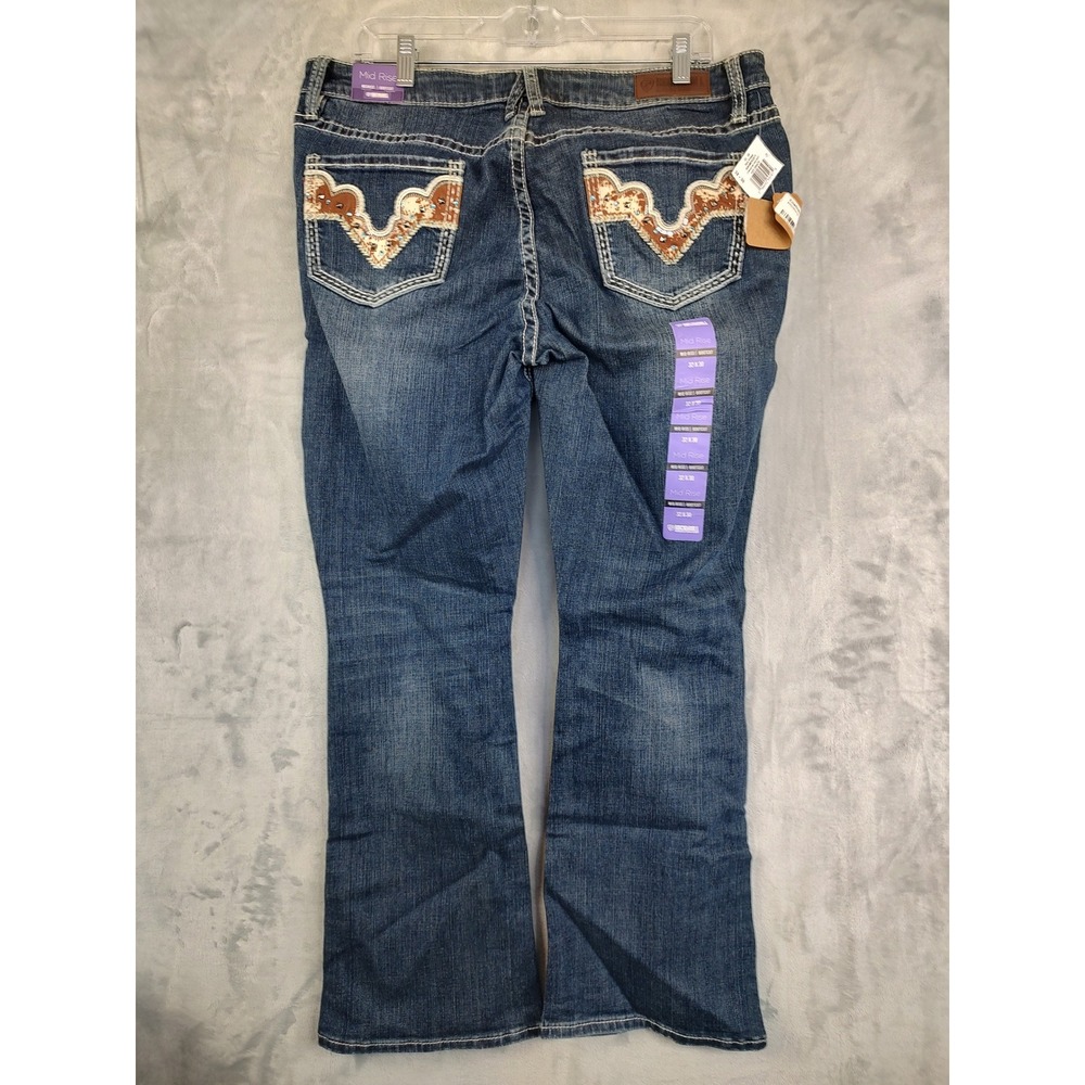 Rock & Roll Denim Women's Bootcut Jeans Distressed Embellished Pockets W32 L30 - Picture 3 of 8